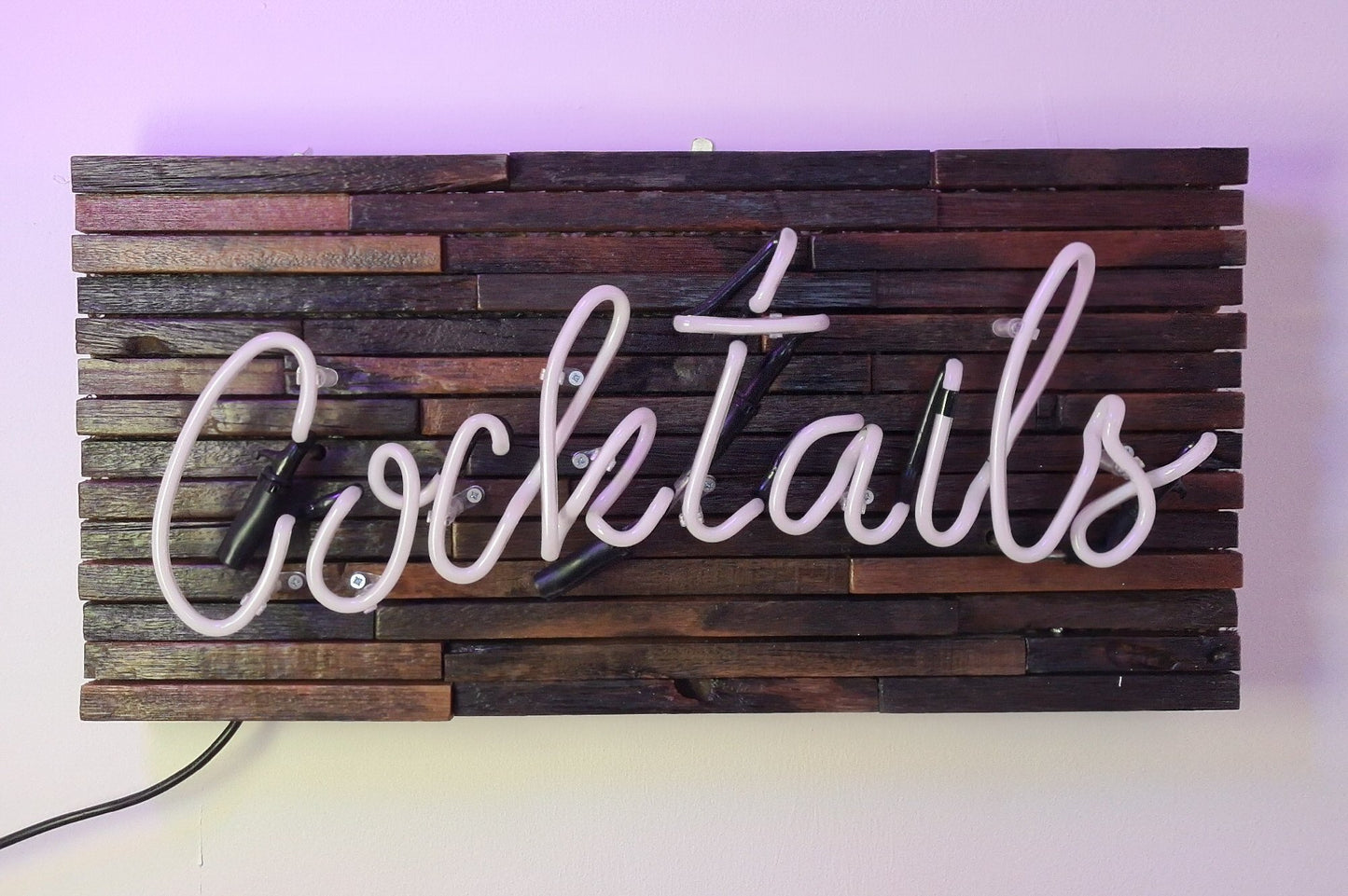 Cocktails (on wood) Neon Sign