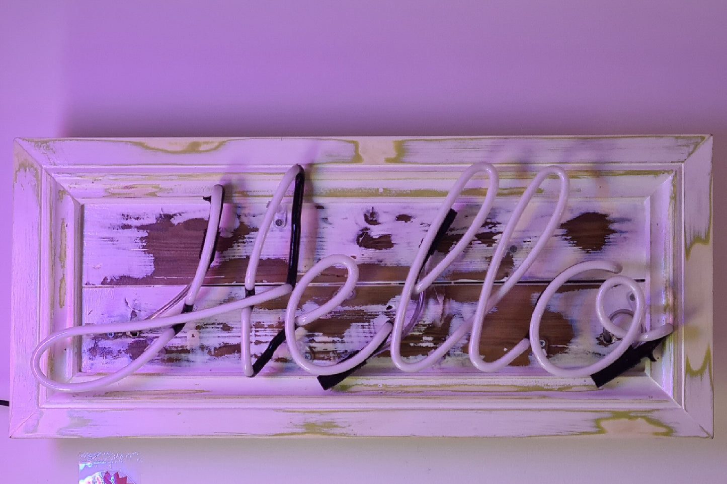 Hello on wood Neon Light