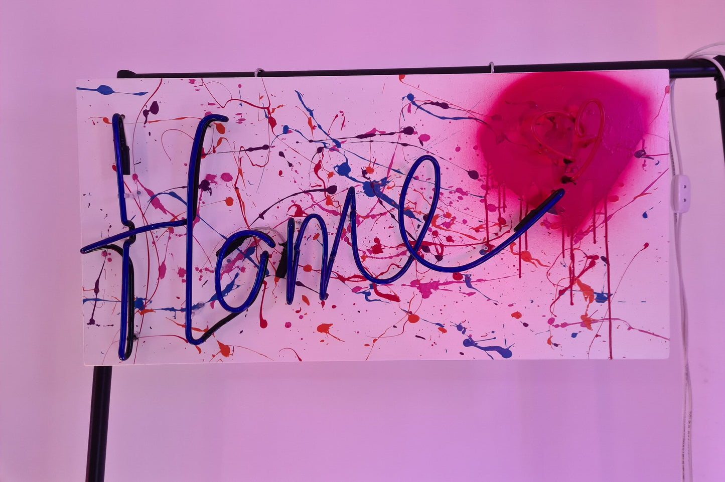 Home on wooden panel Neon Sign