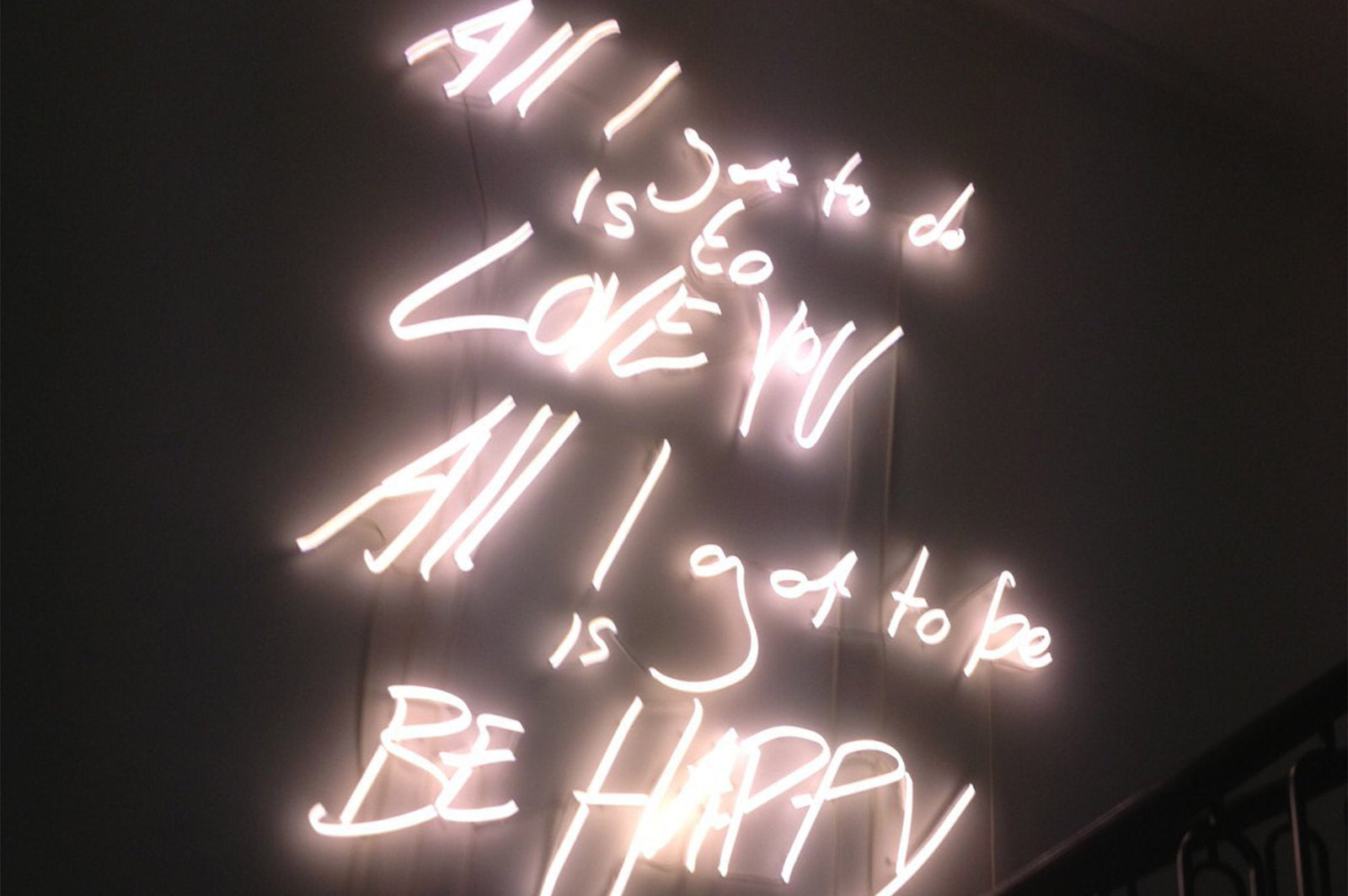 All I got to do is to love you' pale pink neon wall art. Real glass neon mounted directly onto wall.