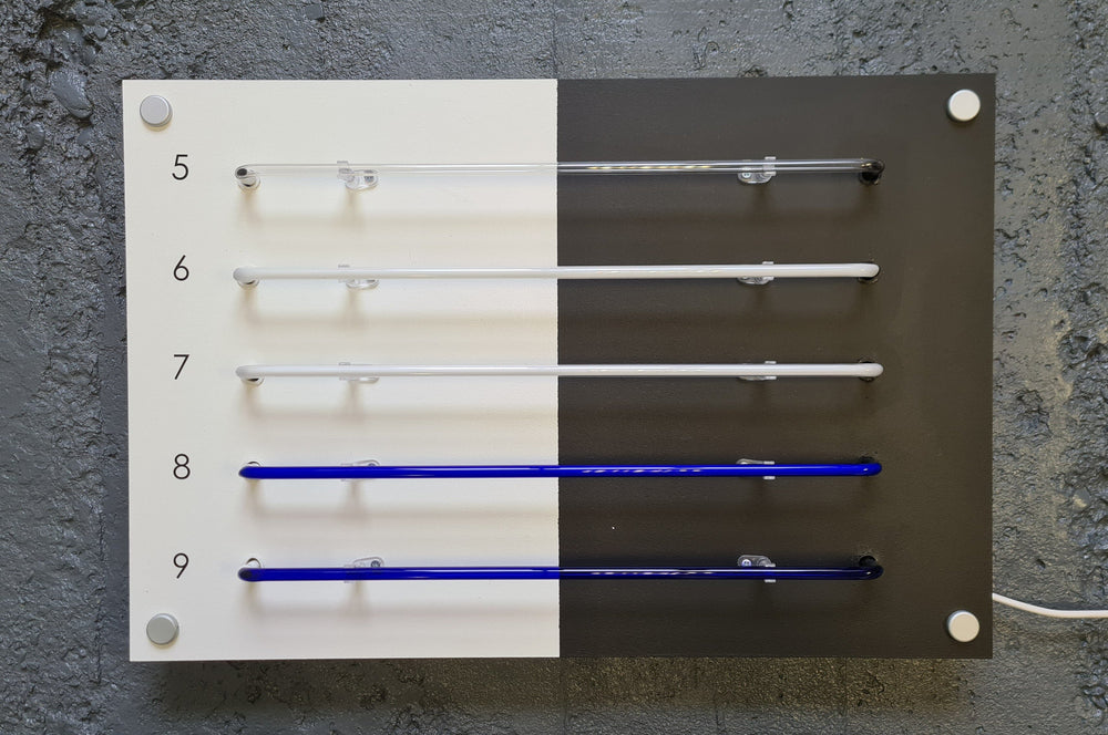 Blues neon tubes switched off