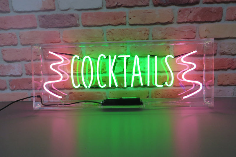 COCKTAILS with squiggles Neon Sign