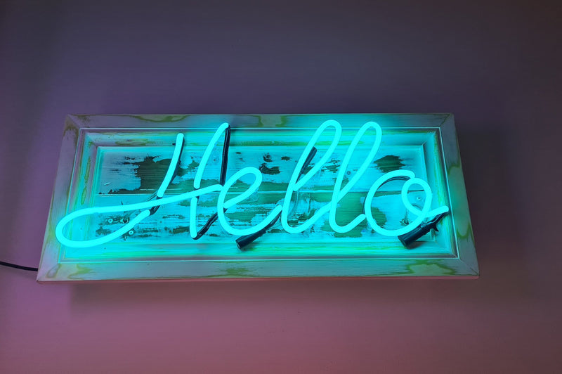 Hello on wood Neon Light