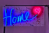 Home on wooden panel Neon Sign