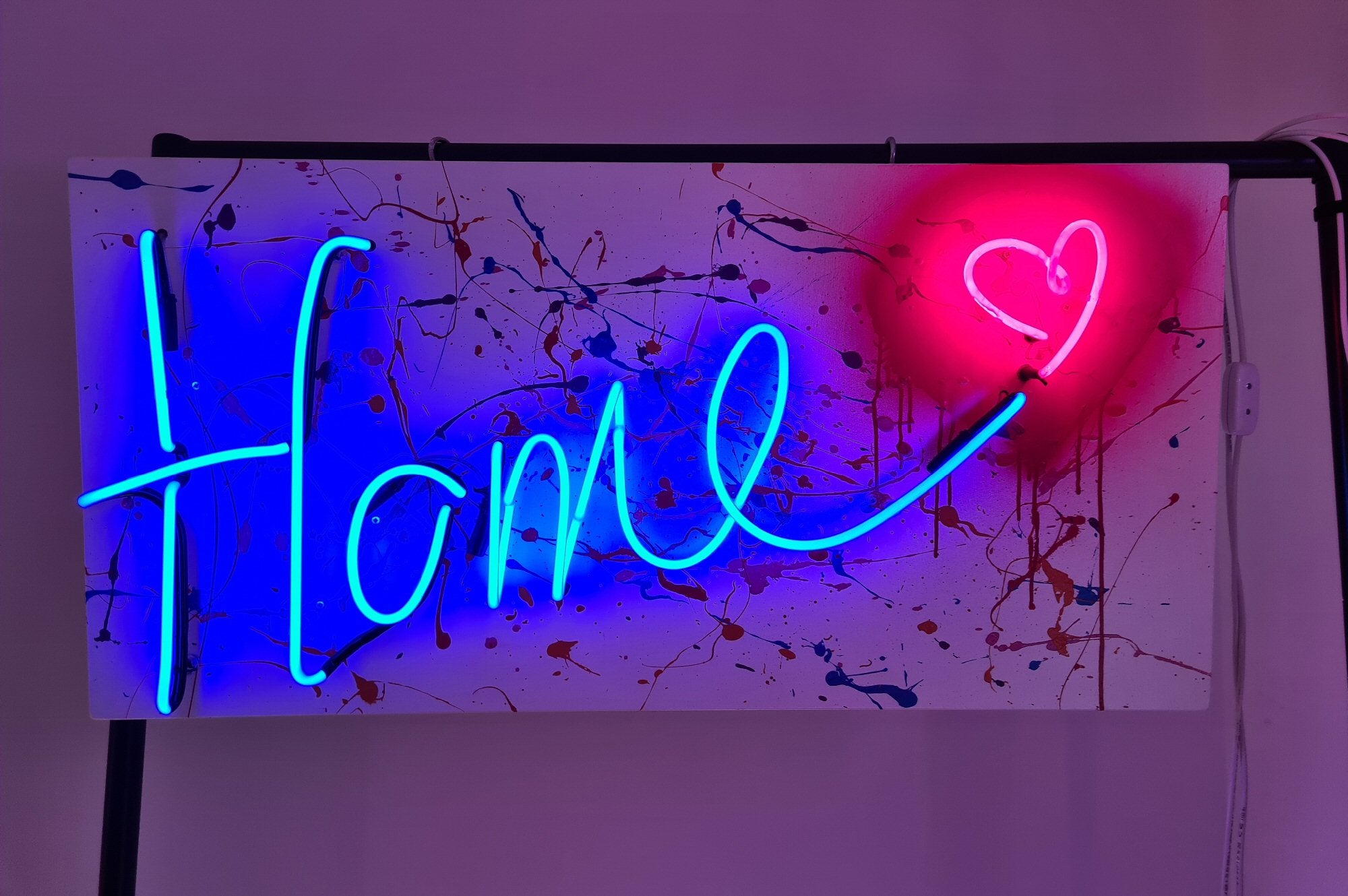 Home on wooden panel Neon Sign