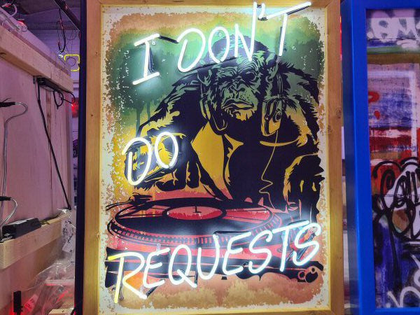 I don't do requests' white neon artwork. Real glass neon fitted onto framed printed canvas.