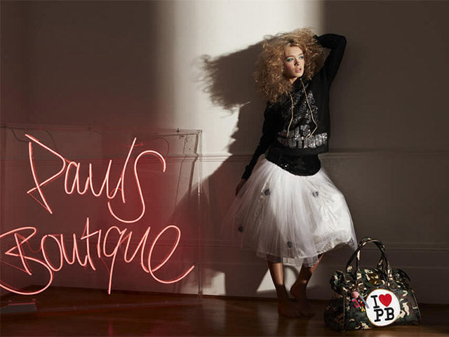 Paul's Boutique' pink neon sign. Real glass neon fitted inside clear acrylic case.