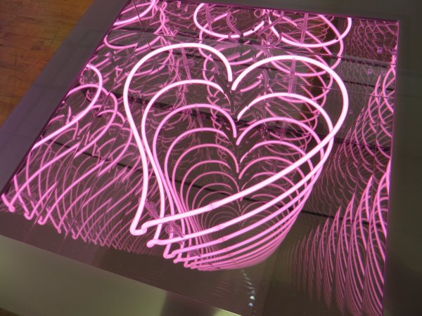 Heart' pink neon infinity box. Real glass neon fitted into an infinity box.