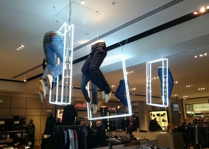 Rectangles' white neon lights. Real glass neon fitted onto clear acrylic frame.