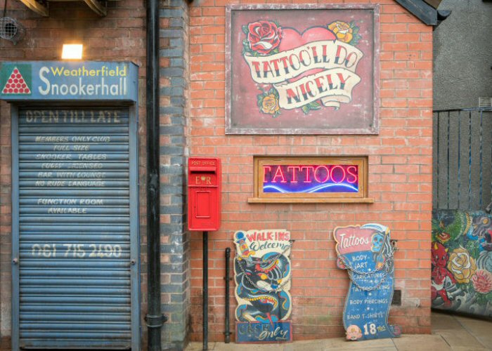 TATTOO' red neon sign. Real glass neon fitted inside clear acrylic case.