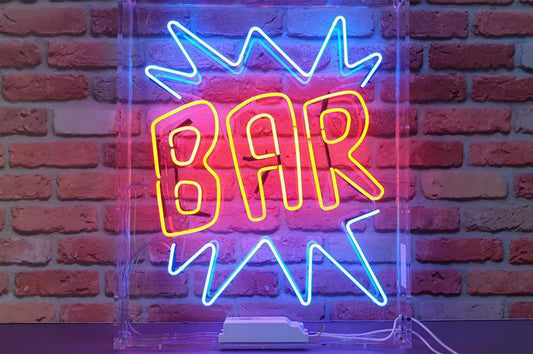 BAR (double outline) with zig zags Neon Sign