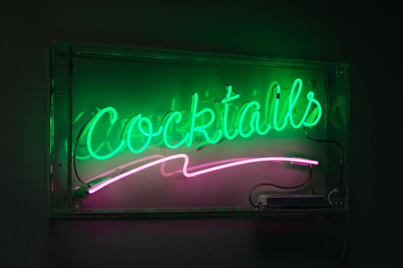 Cocktails with Underline Neon Sign