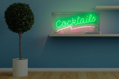 Cocktails with Underline Neon Sign