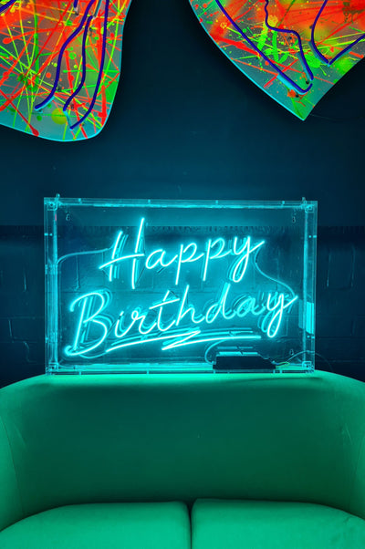 Happy Birthday with Underline Neon Sign