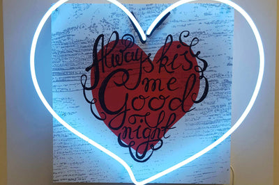 Heart on Printed Back Neon Sign