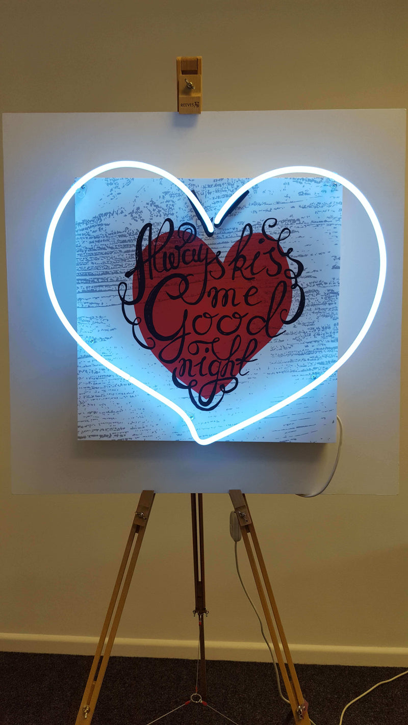 Heart on Printed Back Neon Sign